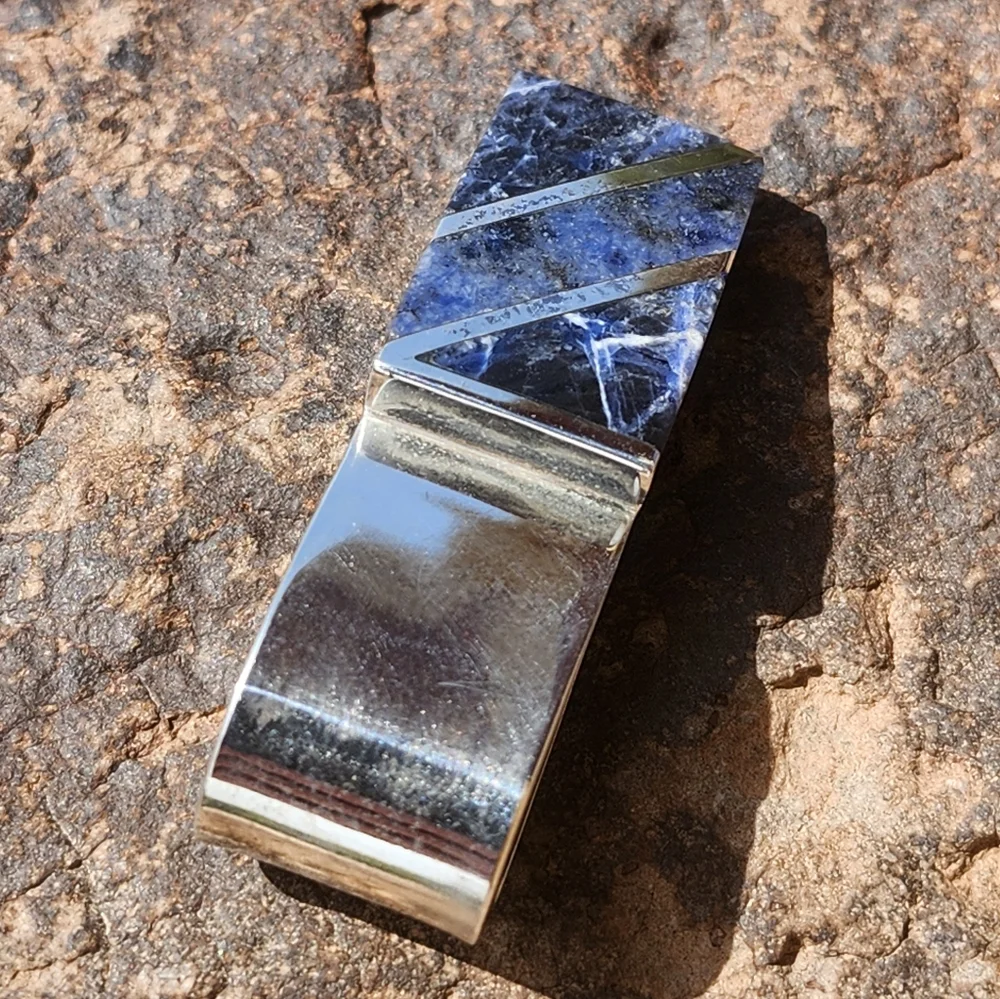 Sterling Silver Sodalite GEMSTONE Money CLIP